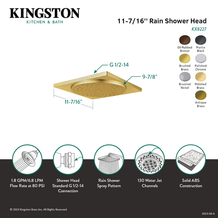 Kingston Sona KX8228 - Claremont 12-Inch Square Raindrop ABS Shower Head, Brushed Nickel
