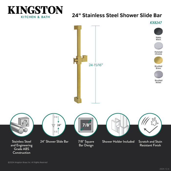 Kingston Sona KX8248 - Claremont 24-Inch Stainless Steel Shower Slide Bar, Brushed Nickel