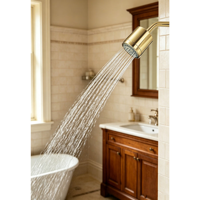 Kingston Sona KX8612 - Vilbosch 3-3/16 Inch Round 2-Function ABS Shower Head, Polished Brass