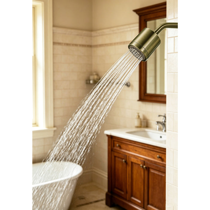 Kingston Sona KX8613 - Vilbosch 3-3/16 Inch Round 2-Function ABS Shower Head, Antique Brass