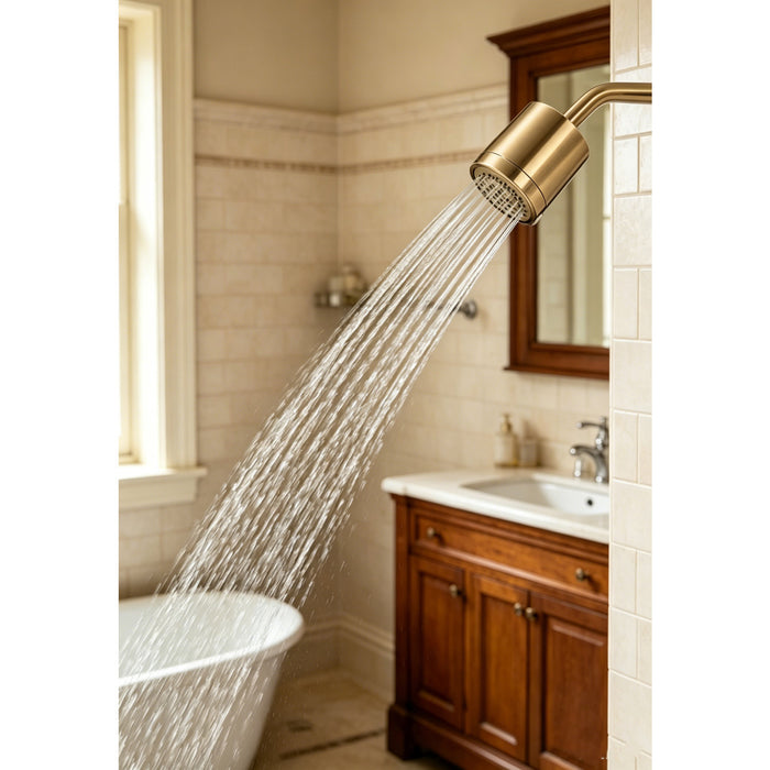 Kingston Sona KX8617 - Vilbosch 3-3/16 Inch Round 2-Function ABS Shower Head, Brushed Brass