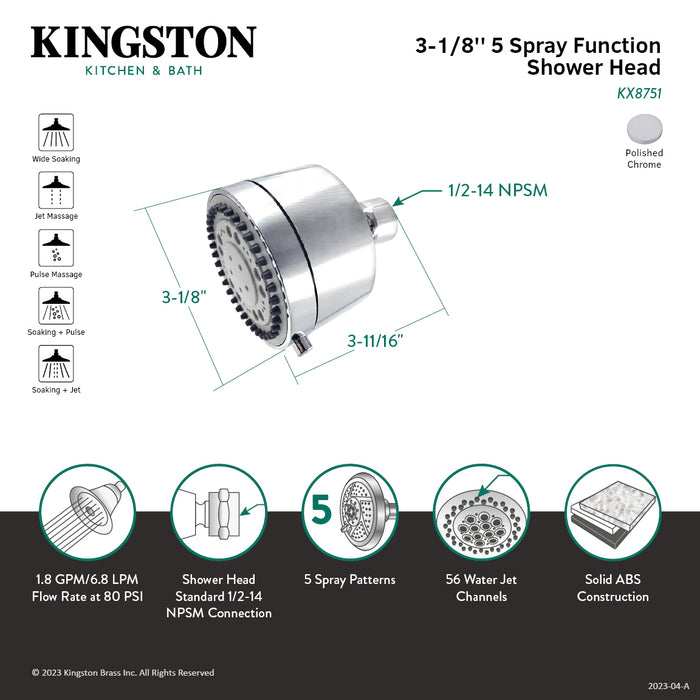 Kingston Sona KX875AB - Vilbosch 3-Inch Round 5-Function ABS Shower Head, Antique Brass
