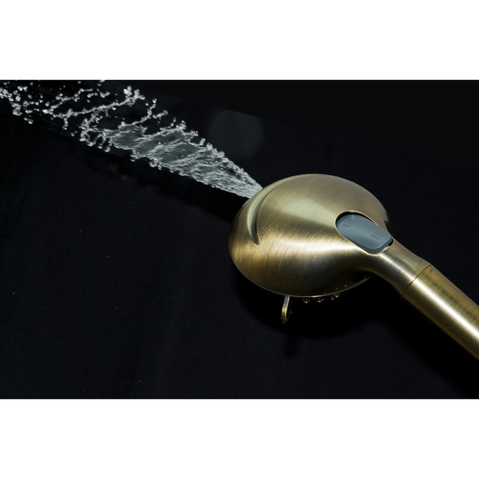 Kingston Regal KXH936A3 9-Function Hand Shower with Power Wash, Antique Brass