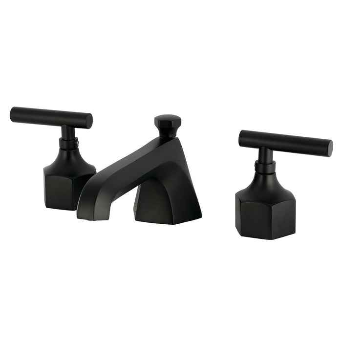Kingston Sona KZ4460CML - Navei Two-Handle 3-Hole Deck Mount Widespread Bathroom Faucet with Brass Pop-Up, Matte Black