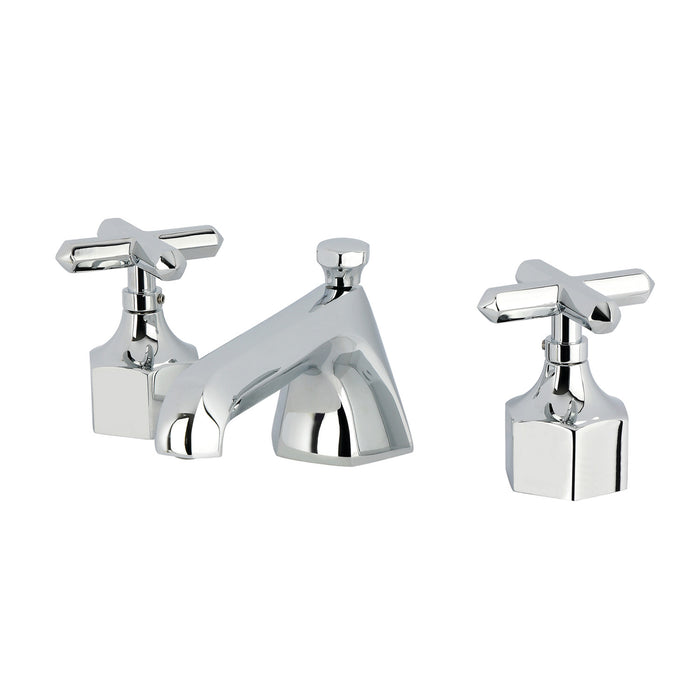 Kingston Sona KZ4461CHX - Navei Two-Handle 3-Hole Deck Mount Widespread Bathroom Faucet with Brass Pop-Up, Polished Chrome