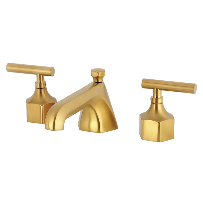Kingston Sona KZ446CMLBG - Navei Two-Handle 3-Hole Deck Mount Widespread Bathroom Faucet with Brass Pop-Up, Brushed Gold
