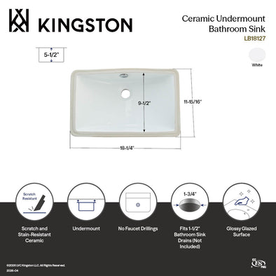 Kingston Courtyard LB18127 18-1/4 Inch Ceramic Rectangular