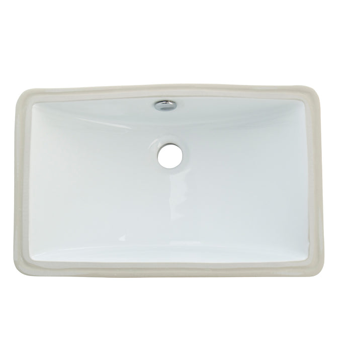 Kingston Courtyard LB18127 18-1/4 Inch Ceramic Rectangular Undermount Bathroom Sink, White