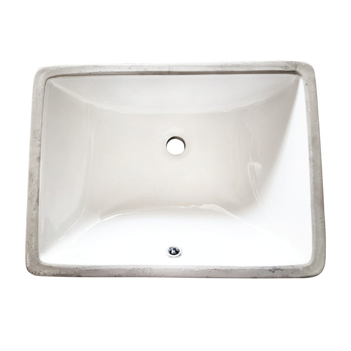Grotto LB20157 20-Inch Ceramic Rectangular Undermount Bathroom Sink, White