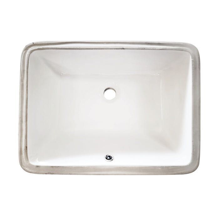 Kingston Kastell LB20158 20-Inch Ceramic Rectangular Undermount Bathroom Sink, White