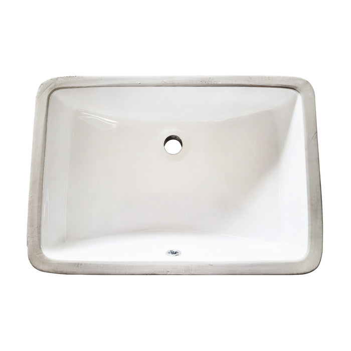 Piazza LB21158 21-Inch Ceramic Rectangular Undermount Bathroom Sink, White