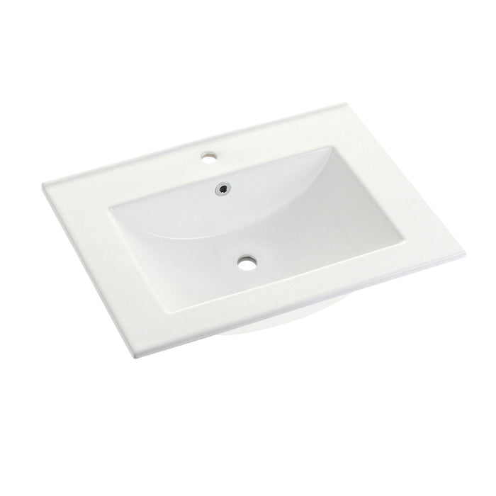 Kingston Sona LBT24187W1 - Ultra Modern 24-Inch Ceramic Vanity Sink Top (1 Hole), White