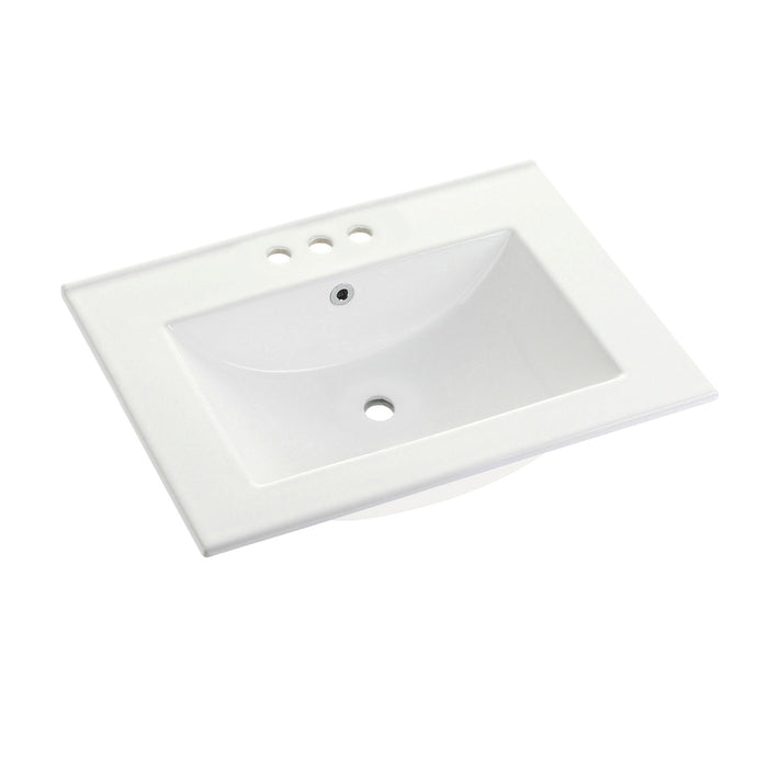 Ultra Modern LBT24187W34 24-Inch Ceramic Vanity Sink Top (4" Faucet Drillings), White