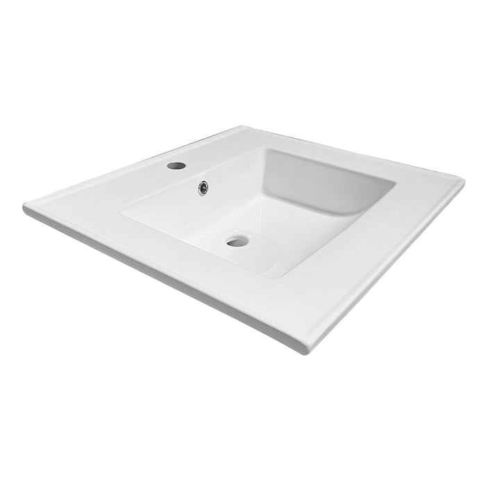 Continental LBT252271 25-Inch Ceramic Vanity Sink Top (1 Hole), White