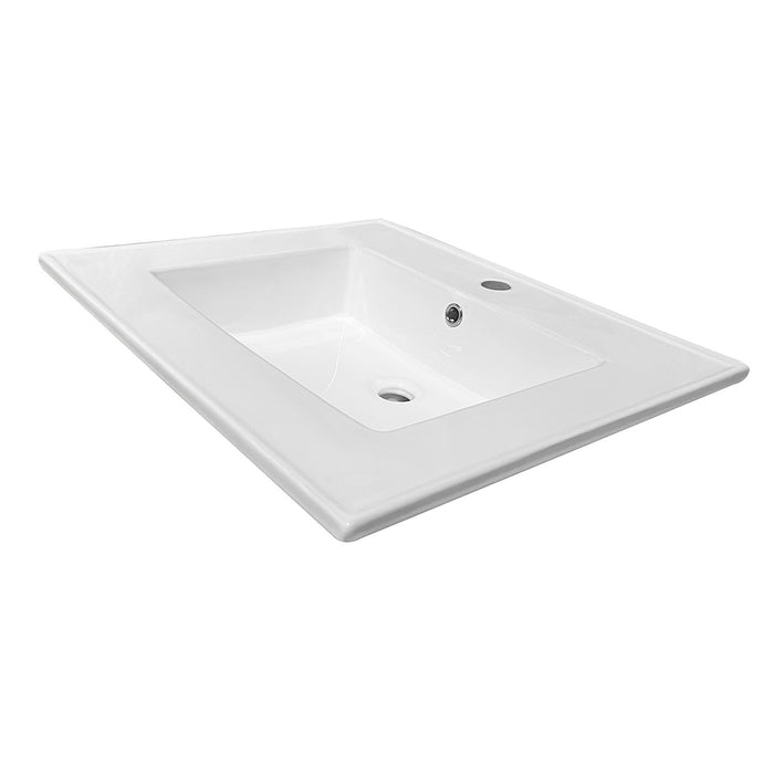 Continental LBT252271 25-Inch Ceramic Vanity Sink Top (1 Hole), White