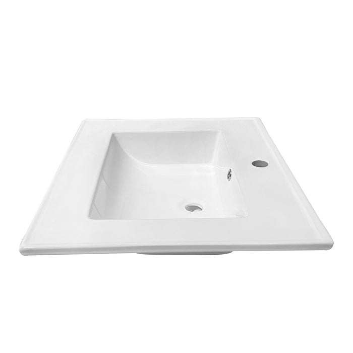 Continental LBT252271 25-Inch Ceramic Vanity Sink Top (1 Hole), White