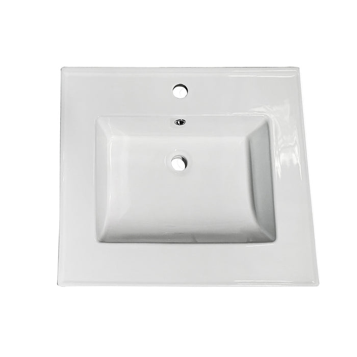 Continental LBT252271 25-Inch Ceramic Vanity Sink Top (1 Hole), White