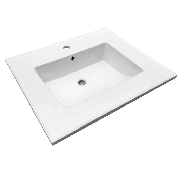 Continental LBT252271 25-Inch Ceramic Vanity Sink Top (1 Hole), White