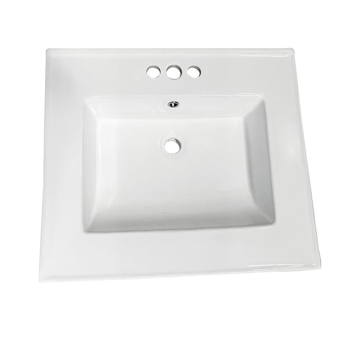 Continental LBT25227W34 25-Inch Ceramic Vanity Sink Top, White