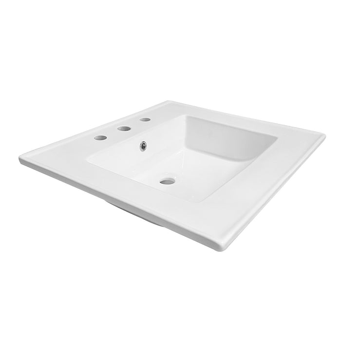 Continental LBT25227W38 25-Inch Ceramic Vanity Sink Top (8" Faucet Drillings), White