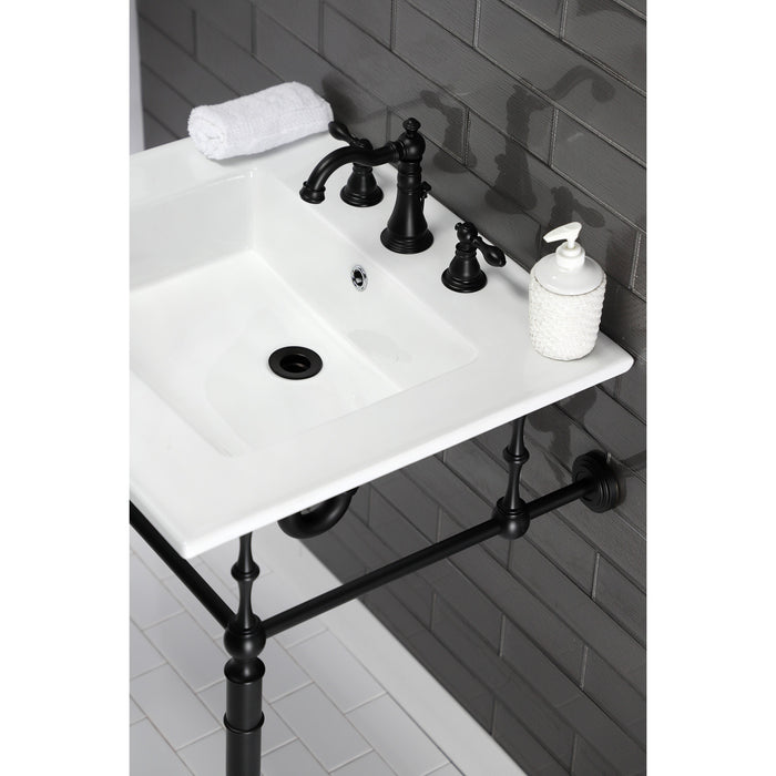 Kingston Tulare LBT25227W38 - Continental 25-Inch Ceramic Vanity Sink Top (8" Faucet Drillings), White