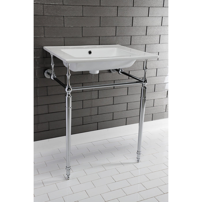 Kingston Tulare LBT25227W38 - Continental 25-Inch Ceramic Vanity Sink Top (8" Faucet Drillings), White