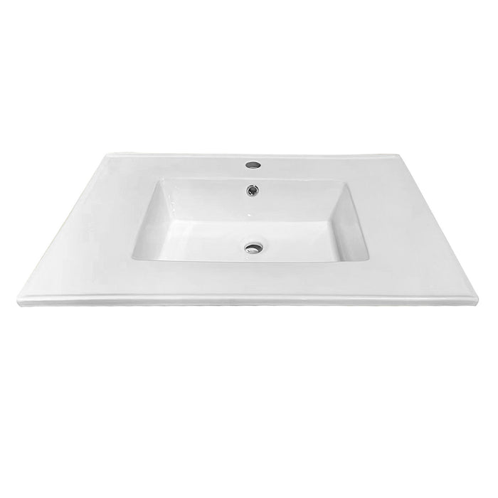Kingston Tulare LBT312271 - Continental 31-Inch Ceramic Vanity Sink Top (1 Hole), White