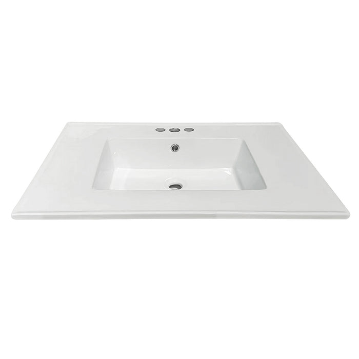 Kingston Tulare LBT31227W34 - Continental 31-Inch Ceramic Vanity Sink Top (4" Faucet Drillings), White