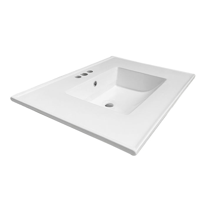 Kingston Tulare LBT31227W34 - Continental 31-Inch Ceramic Vanity Sink Top (4" Faucet Drillings), White