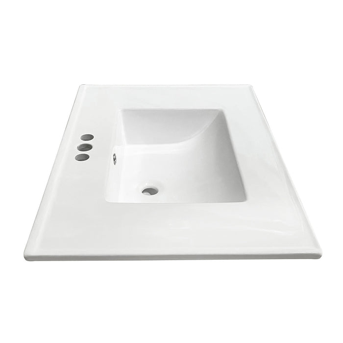 Kingston Tulare LBT31227W34 - Continental 31-Inch Ceramic Vanity Sink Top (4" Faucet Drillings), White