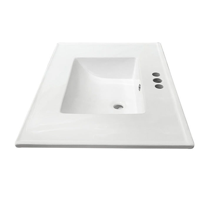 Kingston Tulare LBT31227W34 - Continental 31-Inch Ceramic Vanity Sink Top (4" Faucet Drillings), White