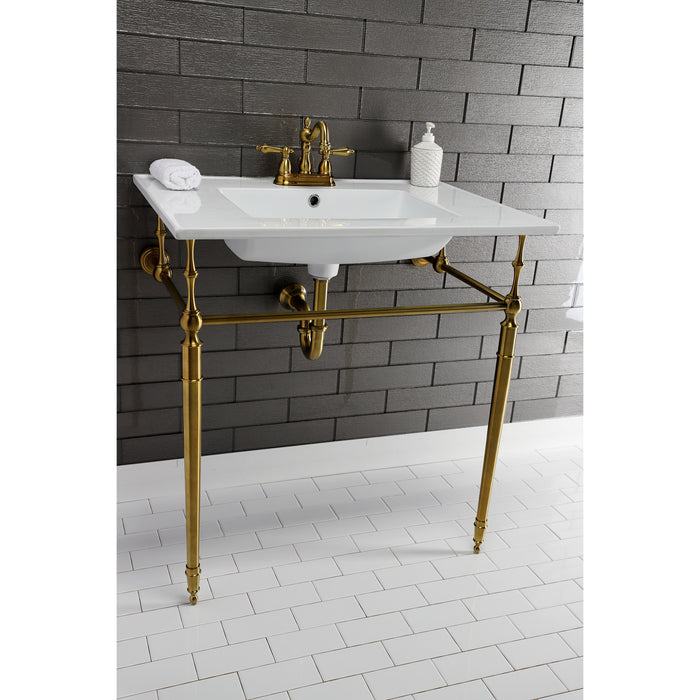 Kingston Tulare LBT31227W34 - Continental 31-Inch Ceramic Vanity Sink Top (4" Faucet Drillings), White