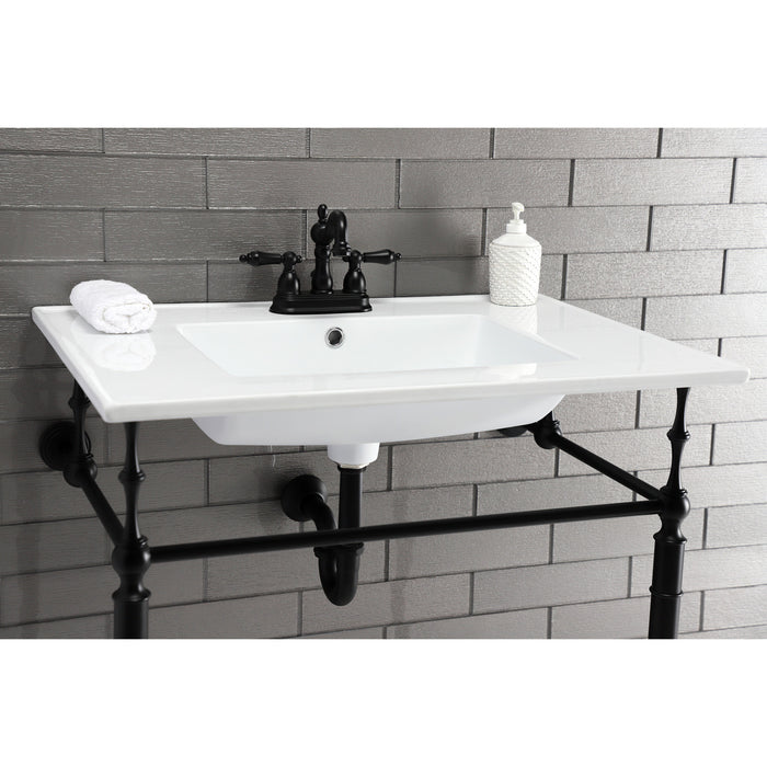 Kingston Tulare LBT31227W34 - Continental 31-Inch Ceramic Vanity Sink Top (4" Faucet Drillings), White