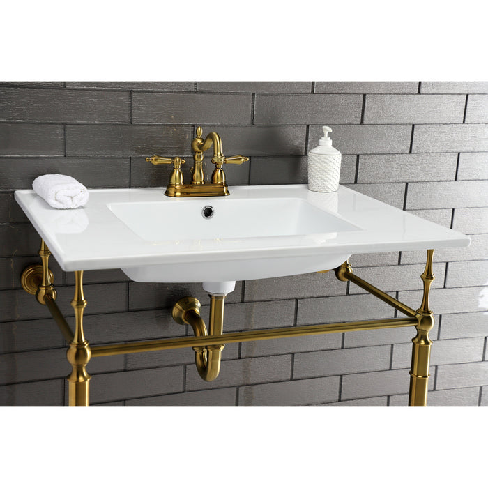 Kingston Tulare LBT31227W34 - Continental 31-Inch Ceramic Vanity Sink Top (4" Faucet Drillings), White