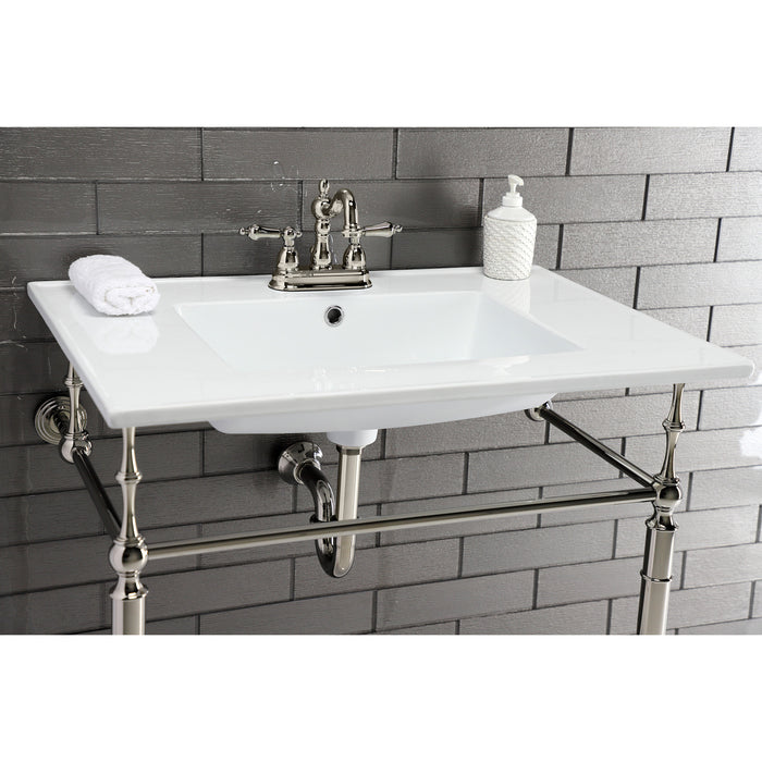 Kingston Tulare LBT31227W34 - Continental 31-Inch Ceramic Vanity Sink Top (4" Faucet Drillings), White