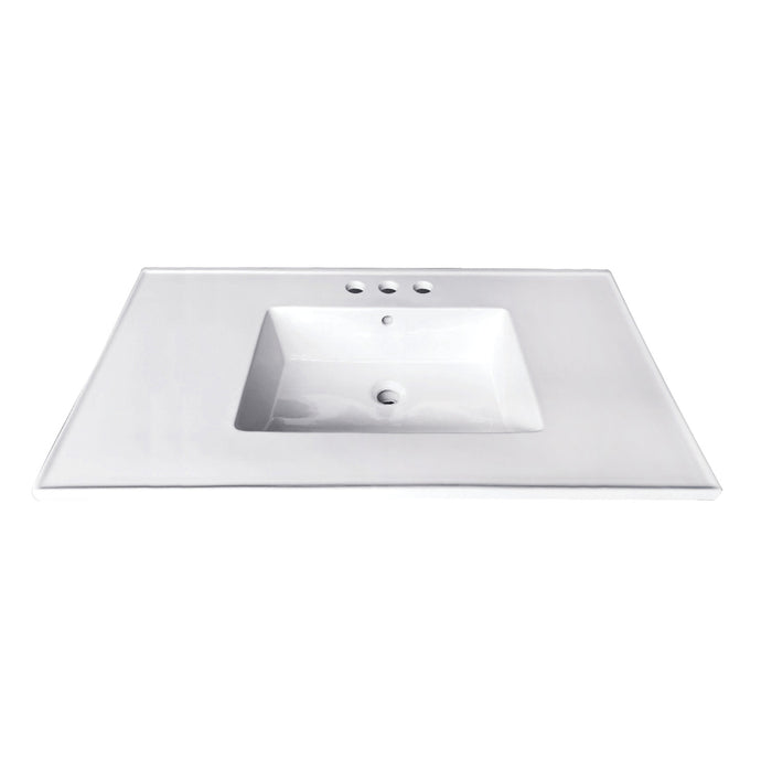 Kingston Tulare LBT31227W34 - Continental 31-Inch Ceramic Vanity Sink Top (4" Faucet Drillings), White