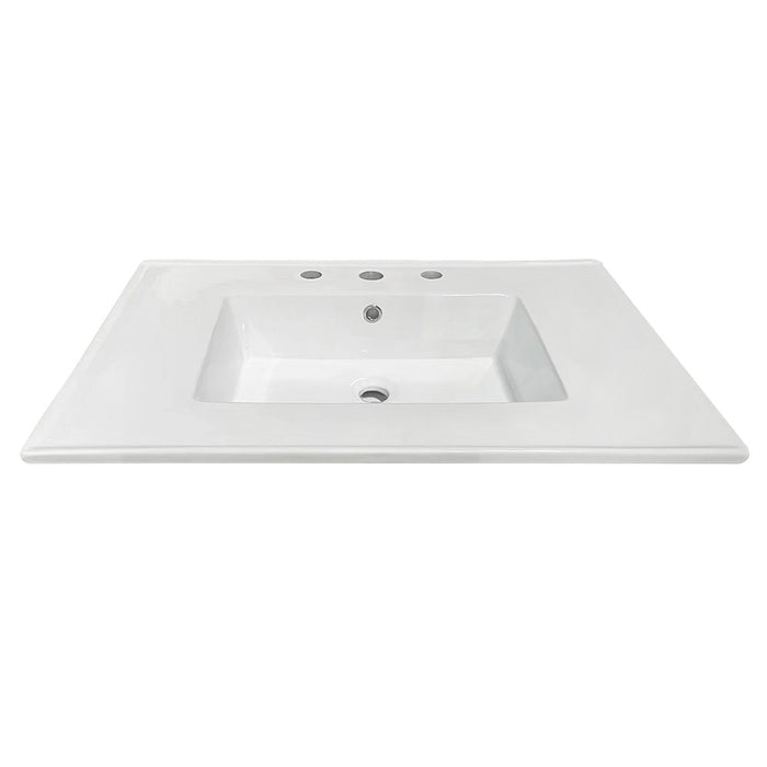 Kingston Tulare LBT31227W38 - Continental 31-Inch Ceramic Vanity Sink Top (8" Faucet Drillings), White
