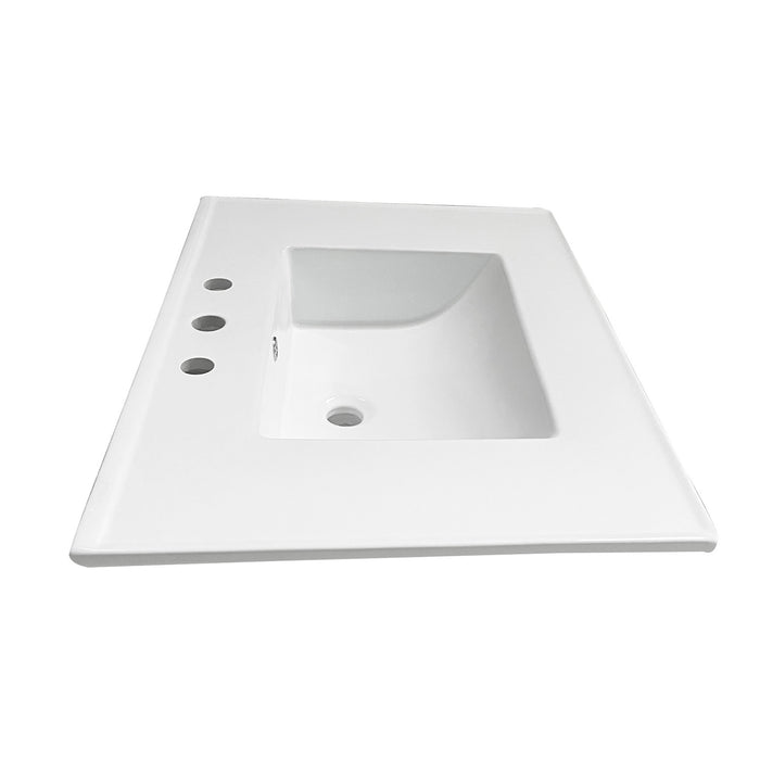 Kingston Tulare LBT31227W38 - Continental 31-Inch Ceramic Vanity Sink Top (8" Faucet Drillings), White