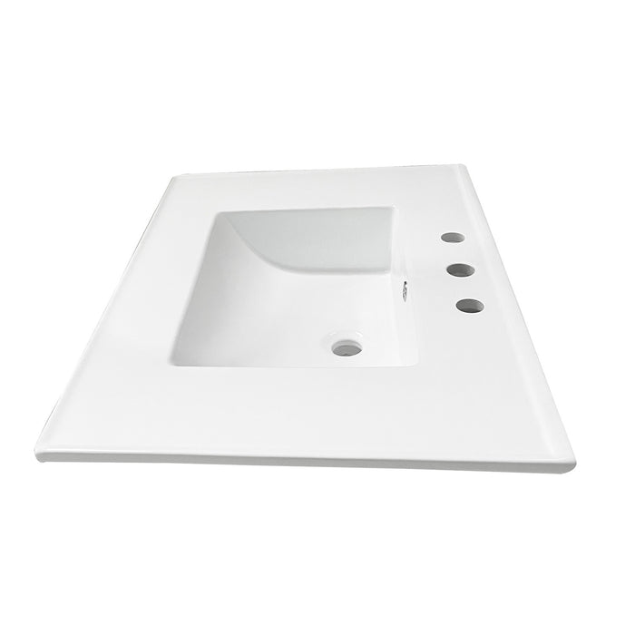 Kingston Tulare LBT31227W38 - Continental 31-Inch Ceramic Vanity Sink Top (8" Faucet Drillings), White