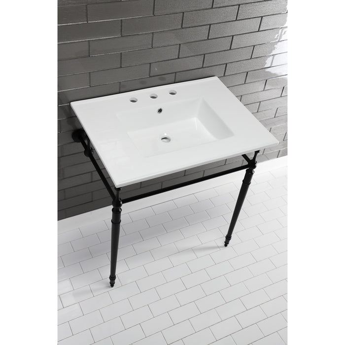 Kingston Tulare LBT31227W38 - Continental 31-Inch Ceramic Vanity Sink Top (8" Faucet Drillings), White