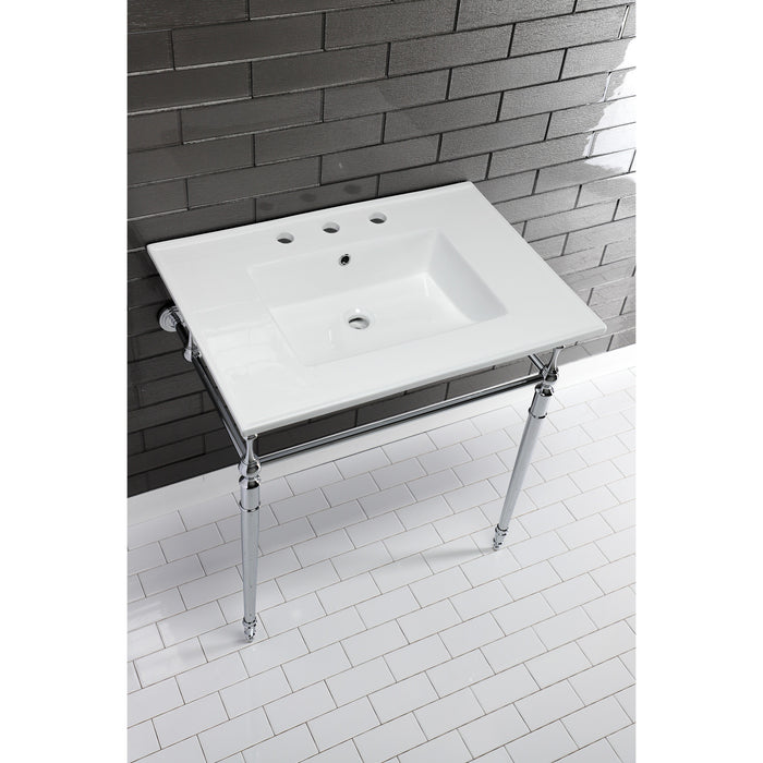 Kingston Tulare LBT31227W38 - Continental 31-Inch Ceramic Vanity Sink Top (8" Faucet Drillings), White