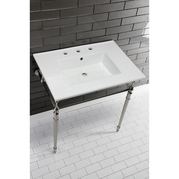 Kingston Tulare LBT31227W38 - Continental 31-Inch Ceramic Vanity Sink Top (8" Faucet Drillings), White