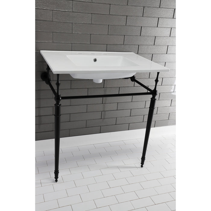 Kingston Tulare LBT31227W38 - Continental 31-Inch Ceramic Vanity Sink Top (8" Faucet Drillings), White