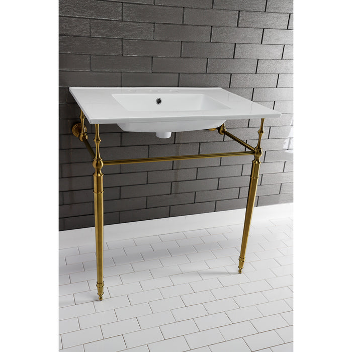 Kingston Tulare LBT31227W38 - Continental 31-Inch Ceramic Vanity Sink Top (8" Faucet Drillings), White