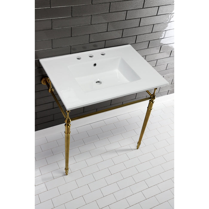 Kingston Tulare LBT31227W38 - Continental 31-Inch Ceramic Vanity Sink Top (8" Faucet Drillings), White