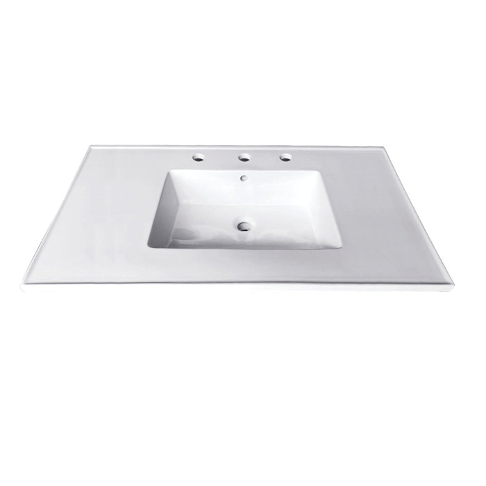 Kingston Tulare LBT31227W38 - Continental 31-Inch Ceramic Vanity Sink Top (8" Faucet Drillings), White