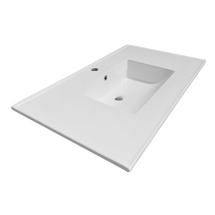 Continental LBT372271 37-Inch Ceramic Vanity Sink Top (1 Hole), White