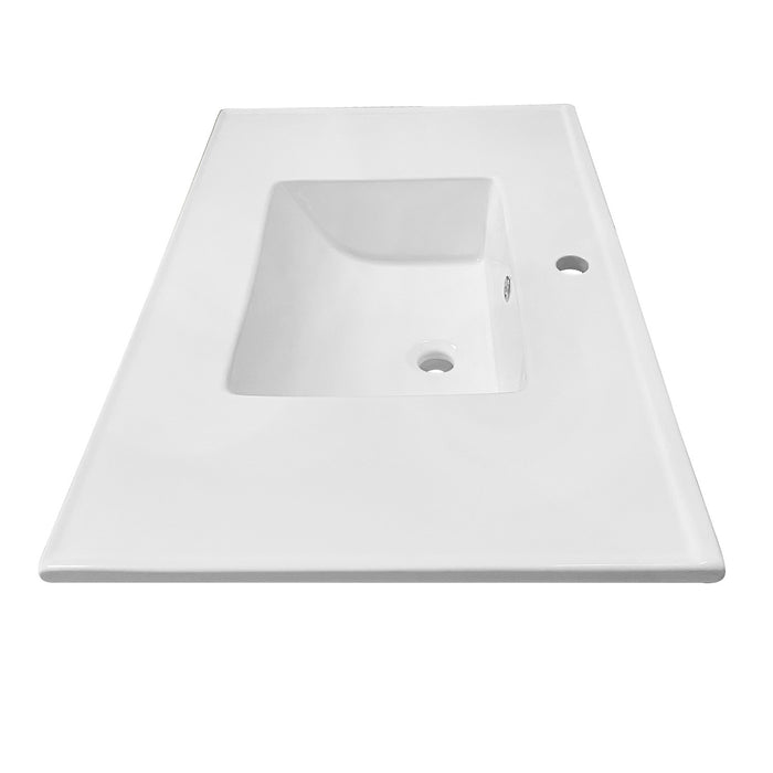 Continental LBT372271 37-Inch Ceramic Vanity Sink Top (1 Hole), White