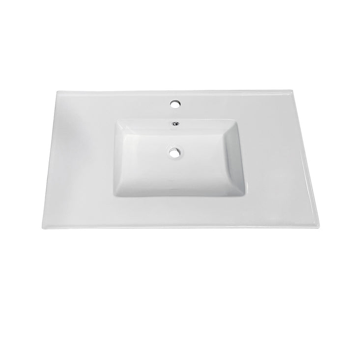 Continental LBT372271 37-Inch Ceramic Vanity Sink Top (1 Hole), White
