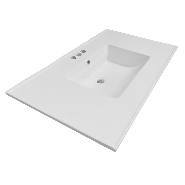 Continental LBT37227W34 37-Inch Ceramic Vanity Sink Top, White